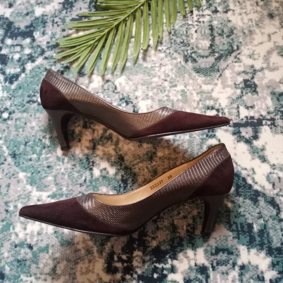 Brunomagli Dark Brown Pointy Toe Pumps Size 38 - Picture 10 of 13